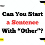 Can You Start a Sentence With “Other”