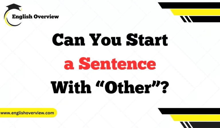 Can You Start a Sentence With “Other”