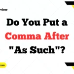Do You Put a Comma After "As Such"