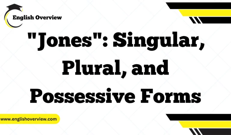 "Jones": Singular, Plural, and Possessive Forms
